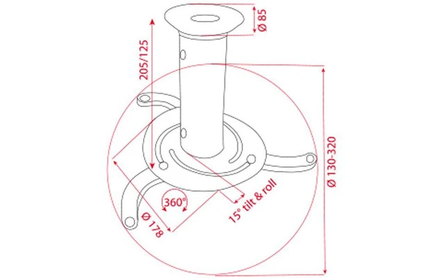 Soporte de techo (bajo) para videoproyector LCD