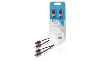 Cable de audio estéreo 2x RCA macho - 2x macho, 3,00 m en gris - König KNA24200E30