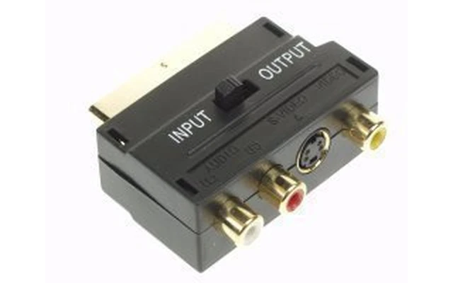Adaptador de entrada/salida-scart macho a 3 x rca hembra + s-vhs