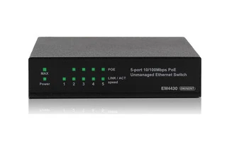 EMINENT - SWITCH PoE DE 5 PUERTOS 10/100Mbps, 4 PUERTOS PoE