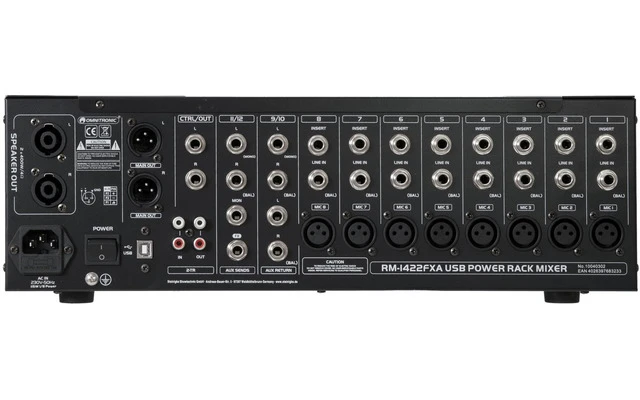 Omnitronic RM-1422FXA USB Rack Power Mixer