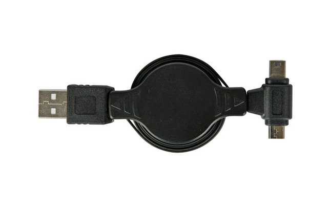 Adaptador de recarga USB a Micro USB + Mini USB - Enrollable