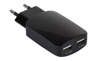 CARGADOR USB 5V  3.1A (2.1 + 1A) NEGRO