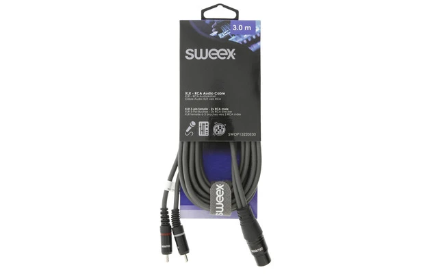 Cable XLR Estéreo de 3 Pines Hembra - 2x RCA Macho de 3,0 m Gris Oscuro - Sweex SWOP15220E30