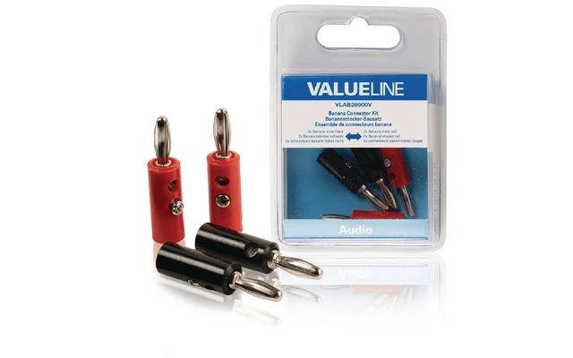 Kit de conexión de audio, 2x banana macho negro – 2x banana macho rojo