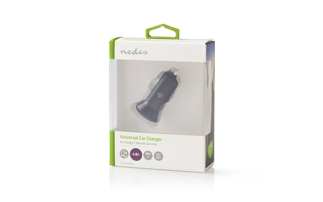 Cargador para Coche - 4,8 A - 2 salidas - USB-A - Negro - Nedis CCHAU480ABK