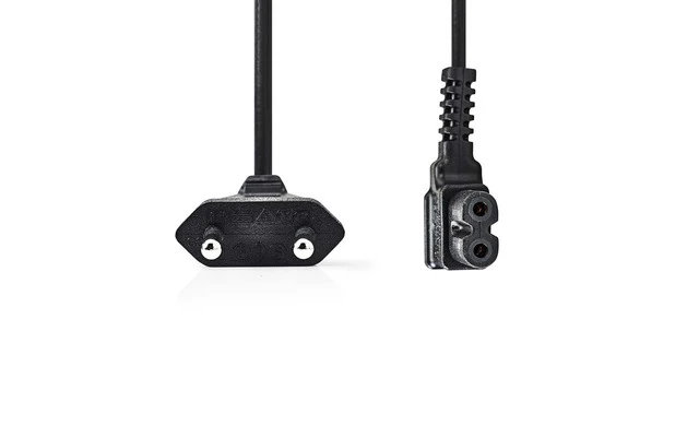 Cable de alimentación - Conector Europeo - IEC-320-C7 en Ángulo Derecha/izquierda - 3,0 m - Negr