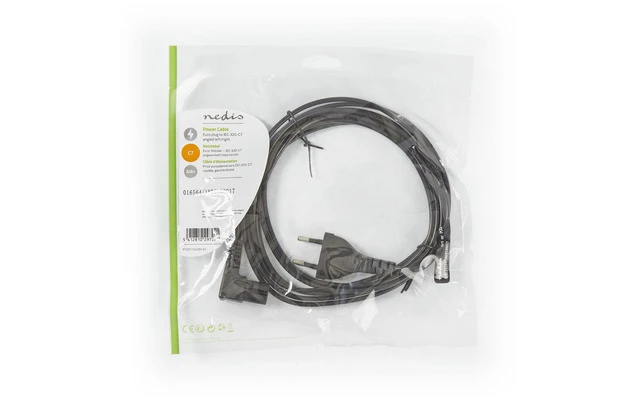 Cable de alimentación - Conector Europeo - IEC-320-C7 en Ángulo Derecha/izquierda - 3,0 m - Negr