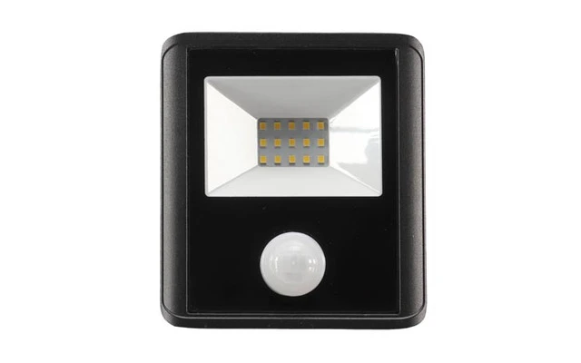 Proyector LED para exterior - 10 W - Blanco Neutro - Carcasa negra - sensor PIR