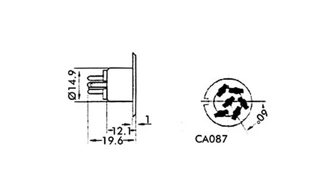 Conector din para audio - 6 contactos 240° - base hembra