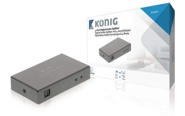 Divisor de audio digital de cuatro puertos, Toslink hembra - 4x hembra, gris oscuro