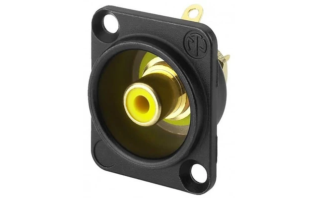 Neutrik NF2 D-B-4 - RCA Hembra color negro anillo amarillo - Chasis