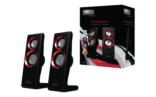 Imagenes de Speaker 2.0 Wired USB 2x 1 W Red - Sweex SP201