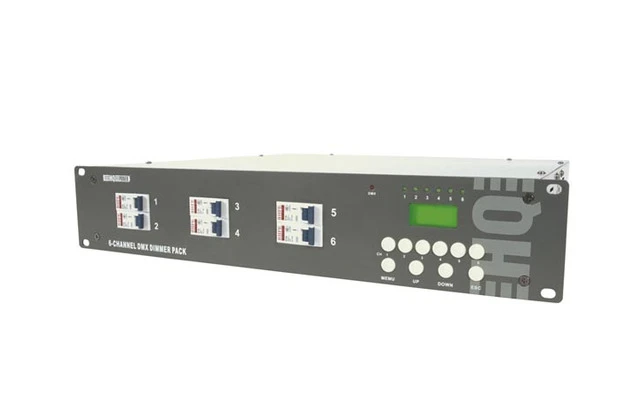 Dimmer pack DMX de 6 canales (6 x 10A) con pantalla LCD