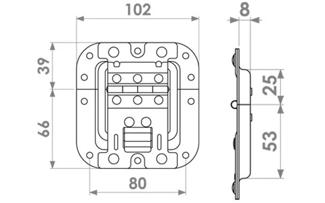 Adam Hall Hardware 27096 - Tapa media sin manivela con bisagra y