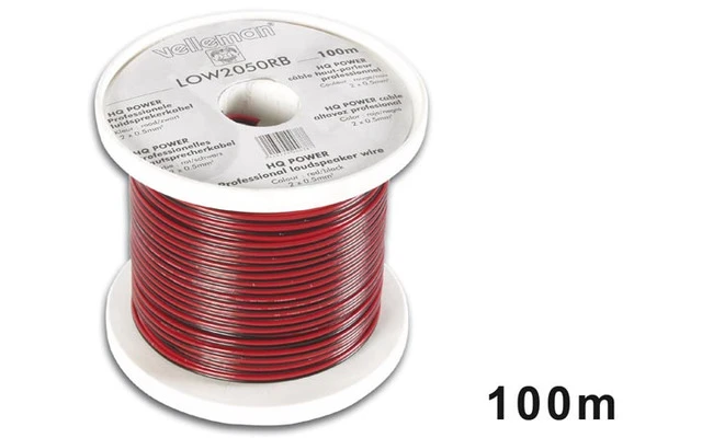 Cable altavoz - Rojo/Negro - 2 x 0.50mm² - 100m