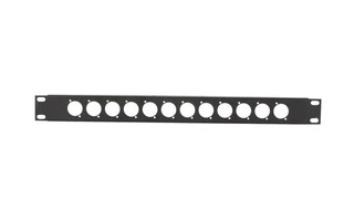 Panel frontal para Rack 19", 12 agujeros para conectores XLR, 1U, espesor 1.2mm, negro