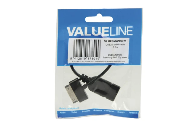 Cable de datos USB OTG 2.0 A - Samsung 30-pines de 0.20 m