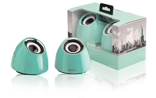 Juego de 2 altavoces USB 2.0 portátiles con potencia de 3 W en color verde - Sweex SW20SPS100GR