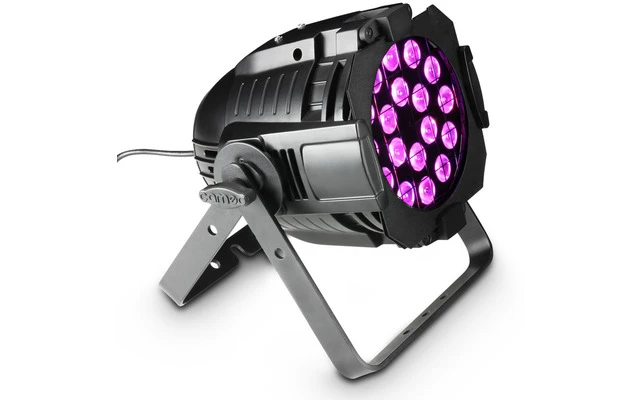 Cameo Studio PAR 64 CAN RGBA Q 8W - Foco PAR LED de cuatro colores RGBA 18 x 8 W con Carcasa neg