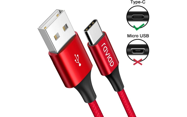 Cable USB a UCB c - 2 Metros - Color Rojo