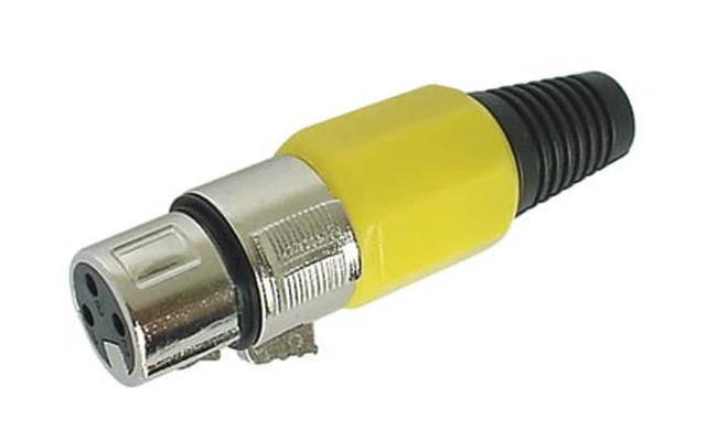 Conector XLR hembra - 3 contactos - niquelado - Amarillo