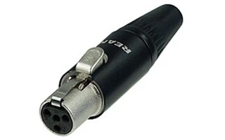 Rean RT4 FC-B Tiny - Conector de 4 polos hembra, color negro, contactos dorados