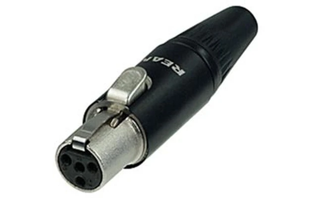 Rean RT4 FC-B Tiny - Conector de 4 polos hembra, color negro, contactos dorados