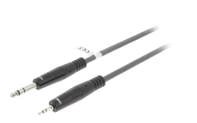 Cable de Audio Estéreo Macho de 6,35 mm - Macho de 3,5 mm de 3,0 m Gris Oscuro - Sweex SWOP23205