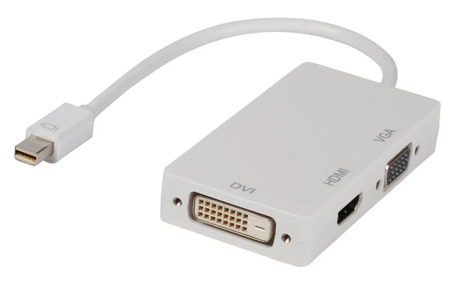 Multi adaptador Mini DisplayPort Mini DisplayPort - DVI + VGA + HDMI 0,20 m en color blanco