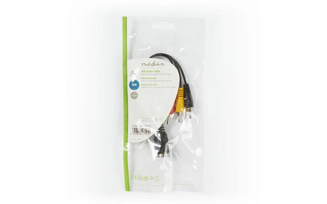 Cable de audio DIN - DIN de 5 Pines Hembra - 4x RCA Macho - 0,2 m - Negro