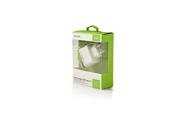 Cargador de Pared 3-Salidas 3 A 2 x USB / USB-C Blanco/Verde - Sweex CH-027WH