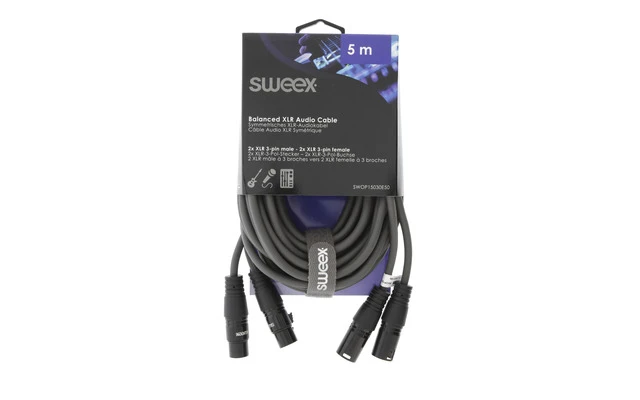 2x Cable XLR Estéreo Macho de 3 Pines - 2x XLR Hembra de 3 Pines de 5,0 m Gris Oscuro