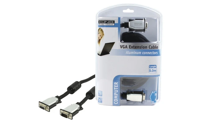 Cable de Extensión VGA VGA Macho - VGA Hembra Negro