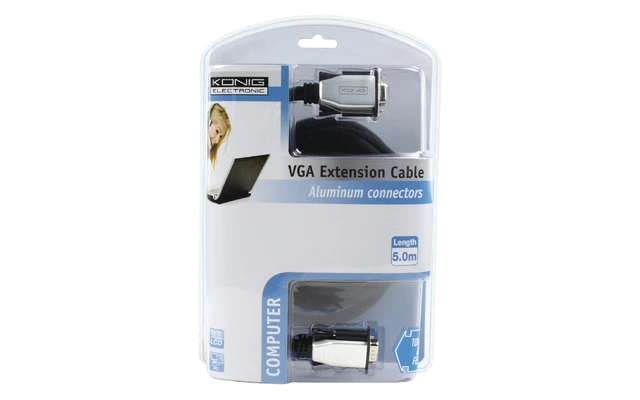 Cable de Extensión VGA VGA Macho - VGA Hembra Negro