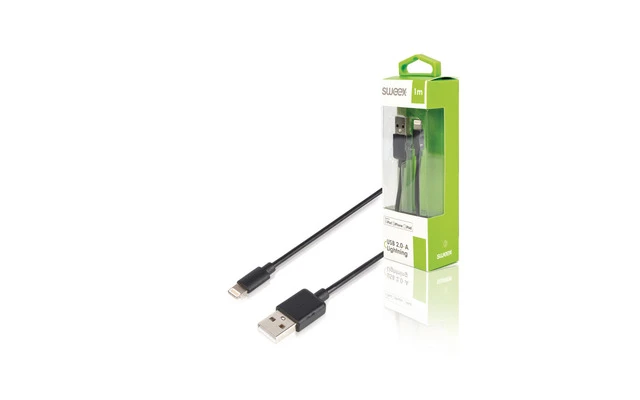 Cable de Sincronización y Carga Apple Lightning - USB A Macho 1 m Negro - Sweex SWMB39301B10