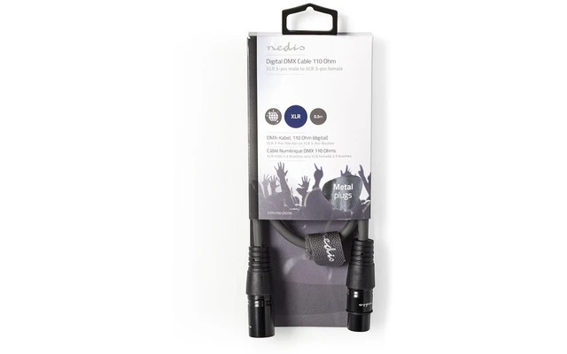 Cable DMX - XLR 3 pines macho - XLR 3 pines hembra - Niquelado - 0.50 metros