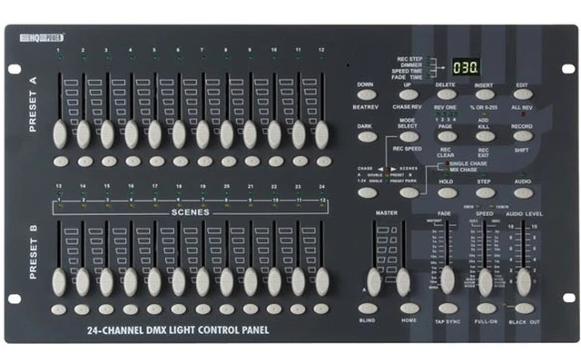 Controlador de iluminación DMX de 24 canales