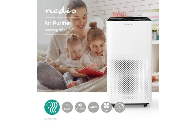 Purificador de Aire - 45 m2 - 30 - 54 dB - Indicador de Calidad del Aire - Nedis AIPU300CWT