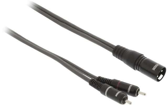 Cable XLR Estéreo de Macho de 3 Pines - 2x RCA Macho de 1,5 m Gris Oscuro - Sweex SWOP15200E15