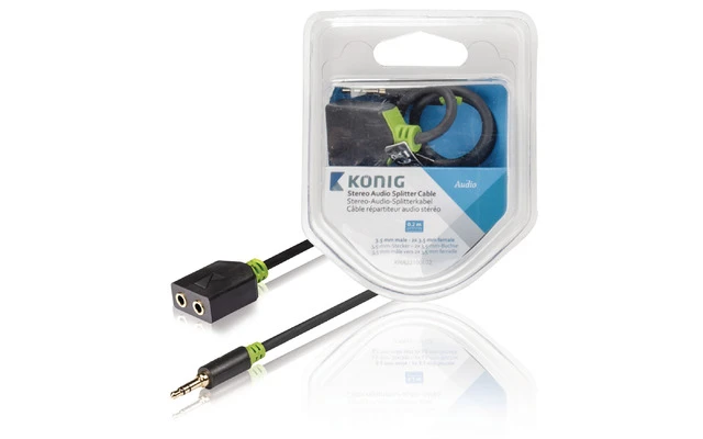 Cable divisor de audio estéreo de 3,5 mm macho a 2x hembra de 0,20 m en gris