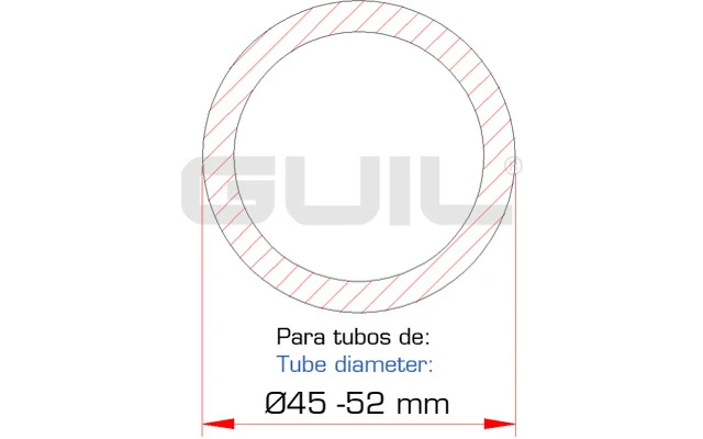 GUIL ABZ-29N Abrazadera de aluminio color Negro, para tubo de Ø 45-52 mm, carga: 500 Kg