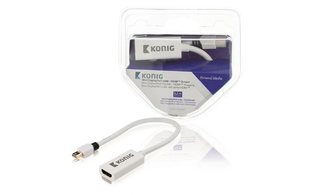 Cable adaptador Mini DisplayPort - HDMI™ de DisplayPort macho a salida HDMI™ de 0,20 m en blanco