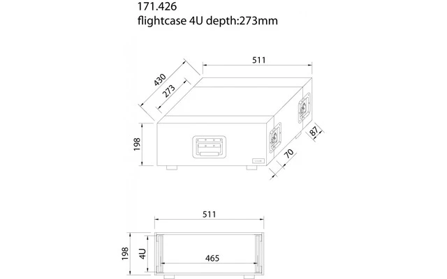 Power Dynamics PD-F4US Maleta de transporte para equipos 19'- 4U 