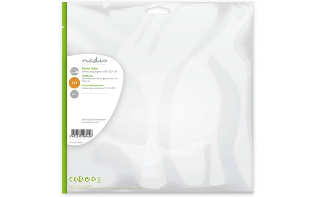 Cable de Alimentación de 3 x 1,5 mm² - Schuko Macho en Ángulo - IEC-320-C13 - 2,0 m - Negro