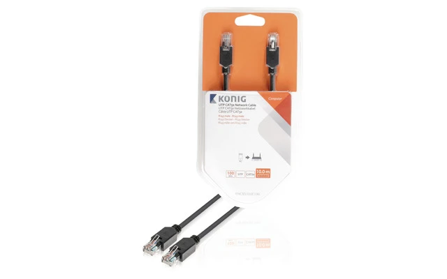 Cable de red UTP CAT5e de RJ45 macho a macho de 10,0 m en gris - König KNC85100E100