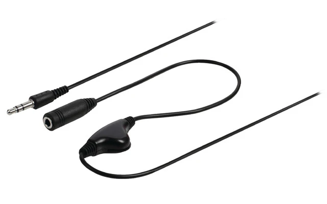 Cable alargador con control de volumen de 3,5 mm macho - 1,00 m hembra de color negro