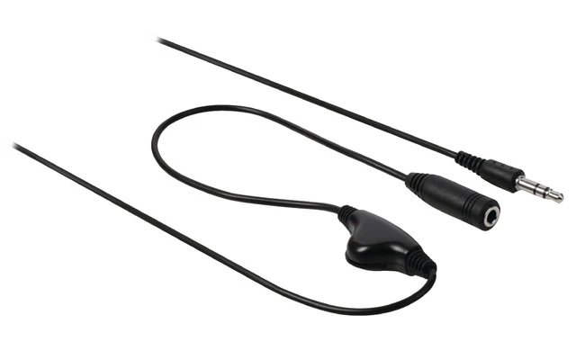 Cable alargador con control de volumen de 3,5 mm macho - 1,00 m hembra de color negro