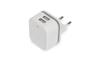 CARGADOR COMPACTO CON 2 CONEXIONES USB 5 V - 3.4 A máx. ( 2.4 + 1 A ) - 17 W máx.