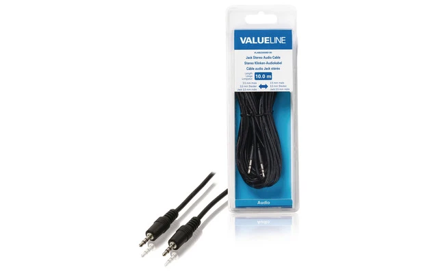 Cable de audio jack estéreo de 3.5 mm macho - 3.5 mm macho de 10.00 m en color negro - Valueline